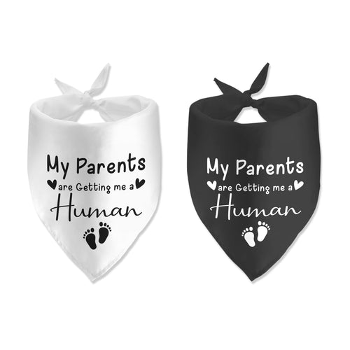 2 Pack My Parents are Getting Me a Human Dog Pregnancy Announcement Bandana Pregnancy Dog Bandana for Dogs Pet Accessories for Dog Lovers Pregnancy Reveal Ideas